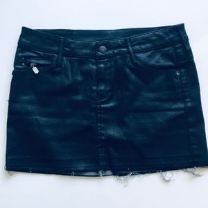 New Mango Jeans Vegan Leather Black Mini Skirt - 2